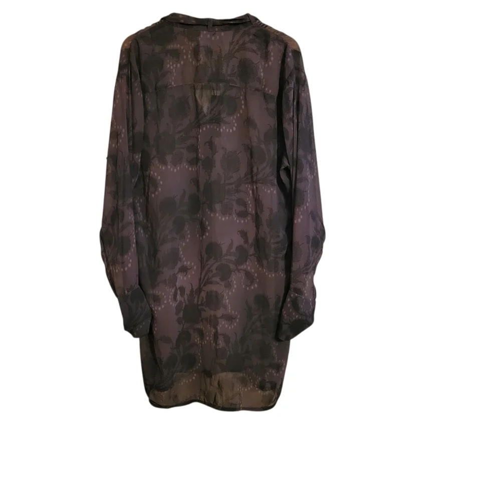 Qasimi Brown Sheer Floral Relaxed Tunic Dress